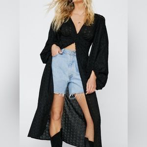 Broderie button down maxi top